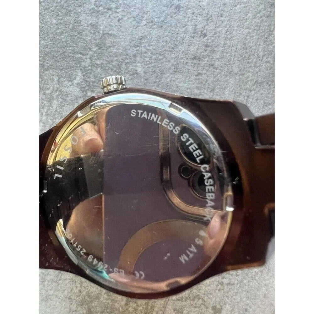 FOSSIL Eevie Multifunction Brown Chocolate Rose Stainless Steel Watch Crystal